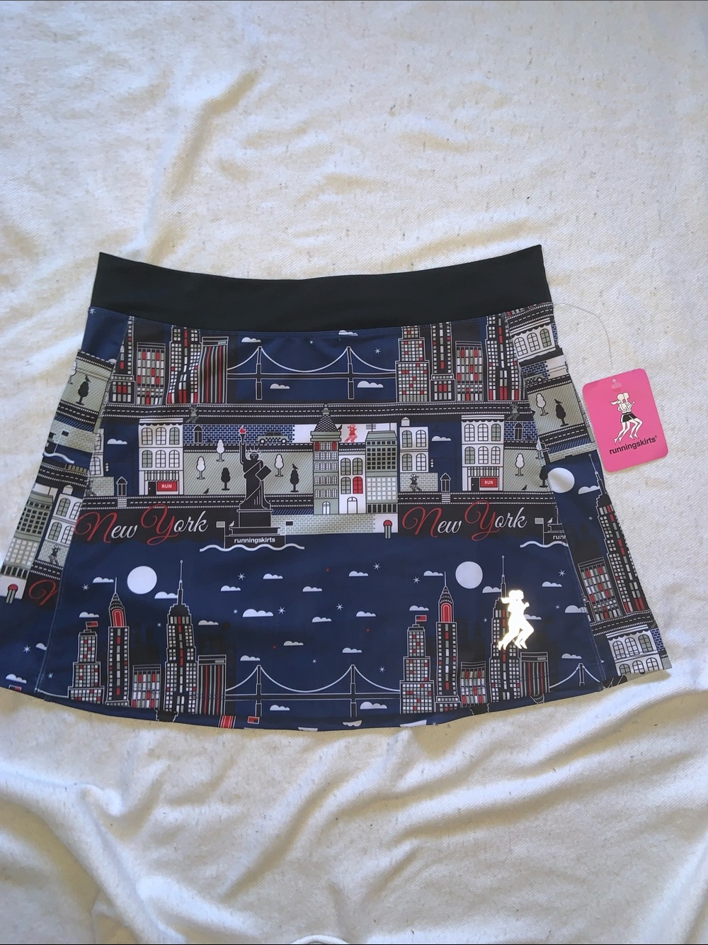RUNNINGSKIRTS New York cityscape Print Athletic Skirt Navy XL NEW WITH TAGS